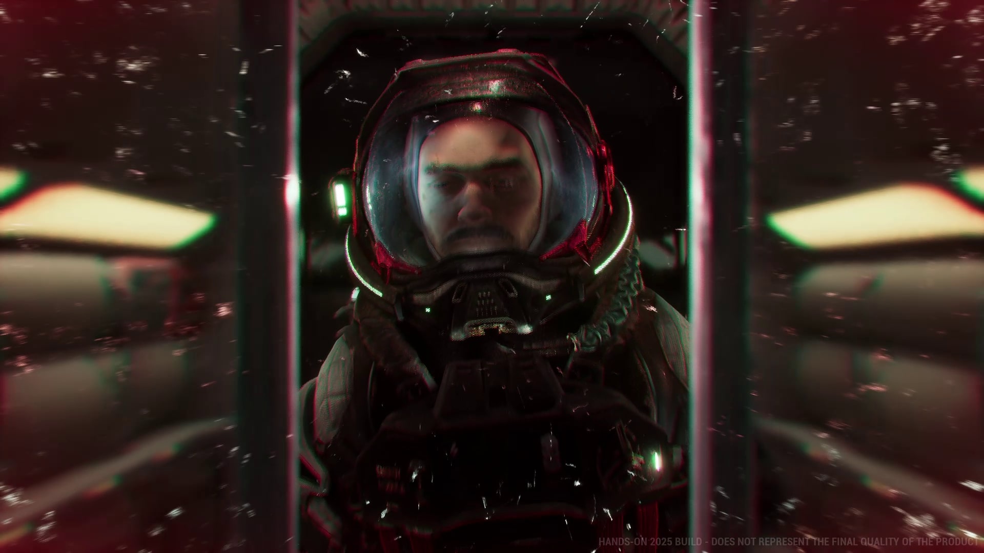 The Alters screenshot of Jan Dolski getting in an elevator while being radiated.