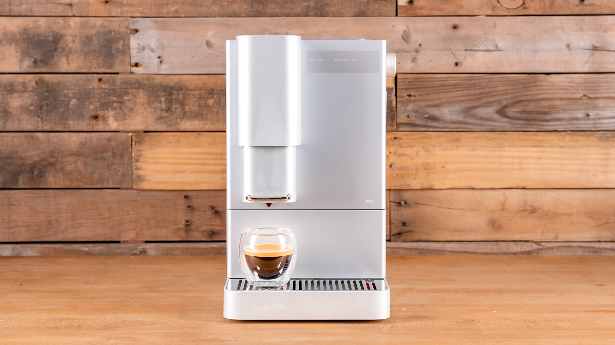 Terra Kaffe Demi espresso maker on a kitchen surface