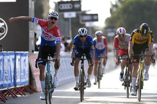 Mathieu van der Poel (Alpecin-Fenix) celebrates victory at the UAE Tour