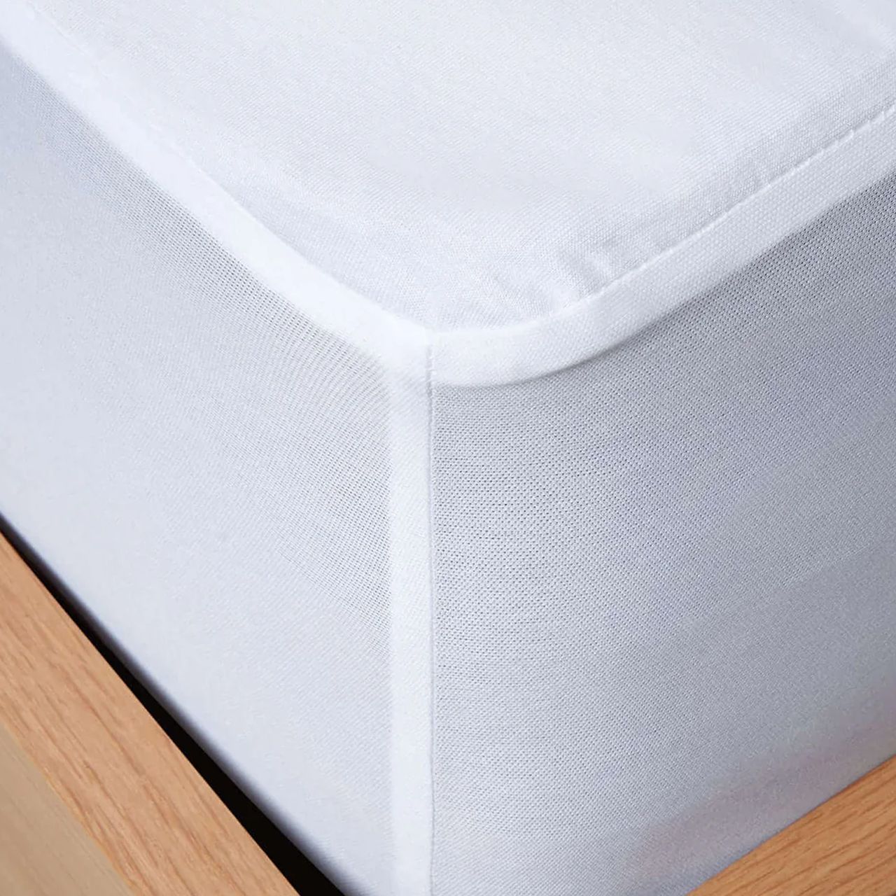 Panda Bamboo Mattress Protector with a thin, smooth, white surface