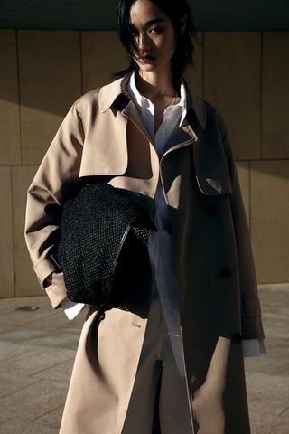 Double-Breasted Twill Trench Coat