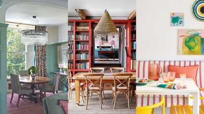 Dining table with online coloured chairs