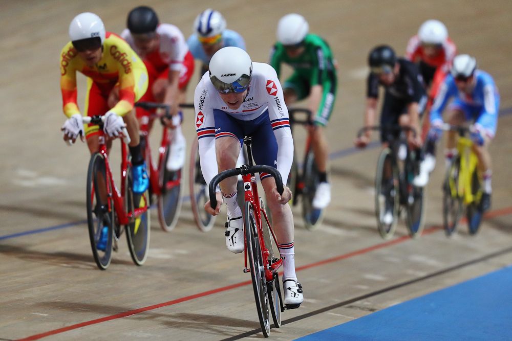 Kelland O'Brien of Australia competes in the Men's Points Race Final on day three of the UCI Track Cycling World Championships