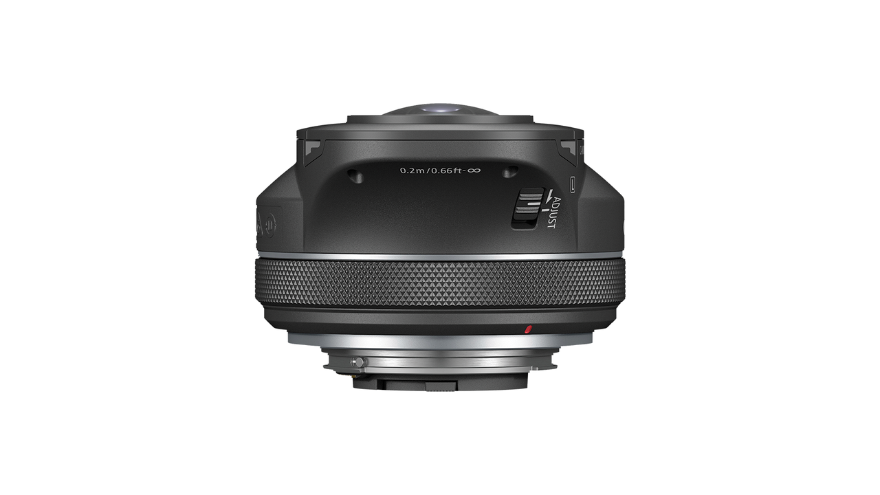 Canon RF-S 3.9mm f/3.5 STM Dual Fisheye against a white background