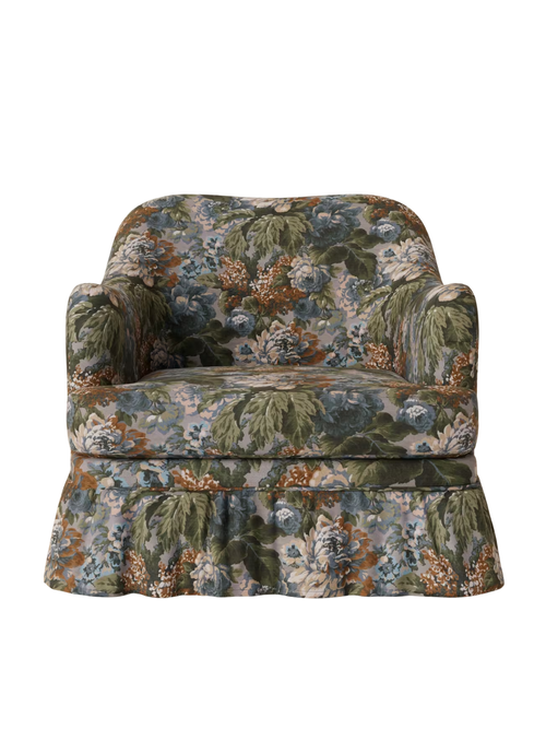 Rosamund Ruffled Chair - June Floral Slate Chenille 33w X 32h X 36d