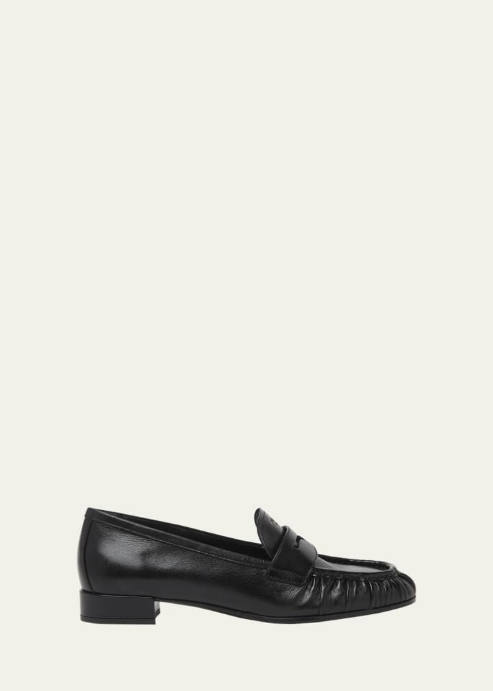 Ruched Leather Loafers