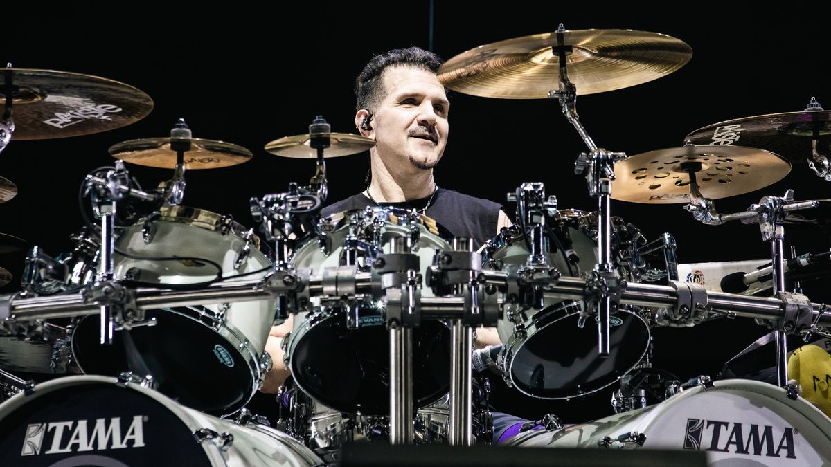 Charlie Benante of Anthrax band, performs during a Mx Metal Festo 2024 at velodromo on April 13, 2024 