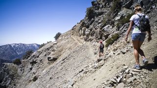 Person hiking on Mount Baldy in summer