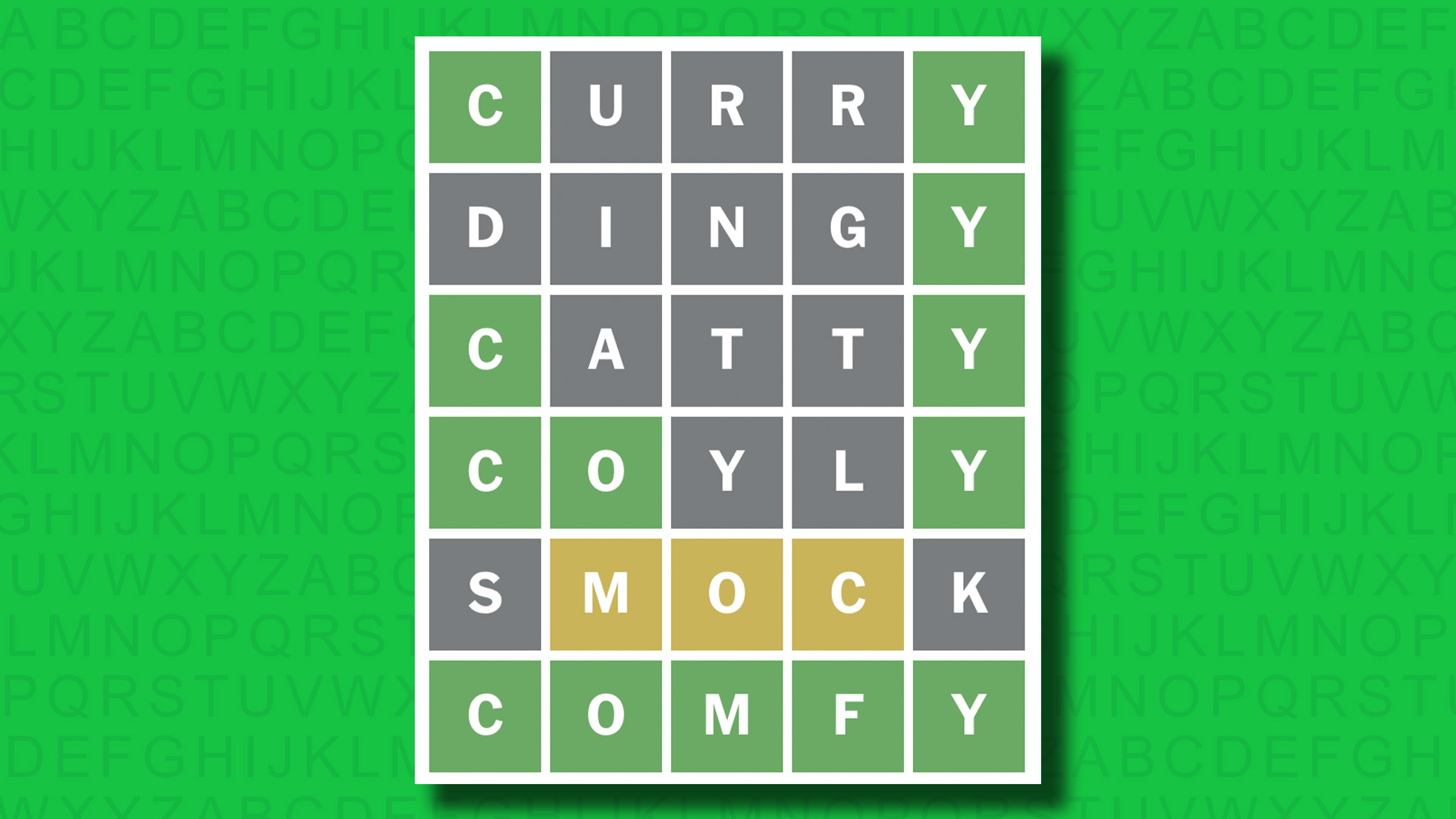 NYT Wordle answer for game 1467 on a green background