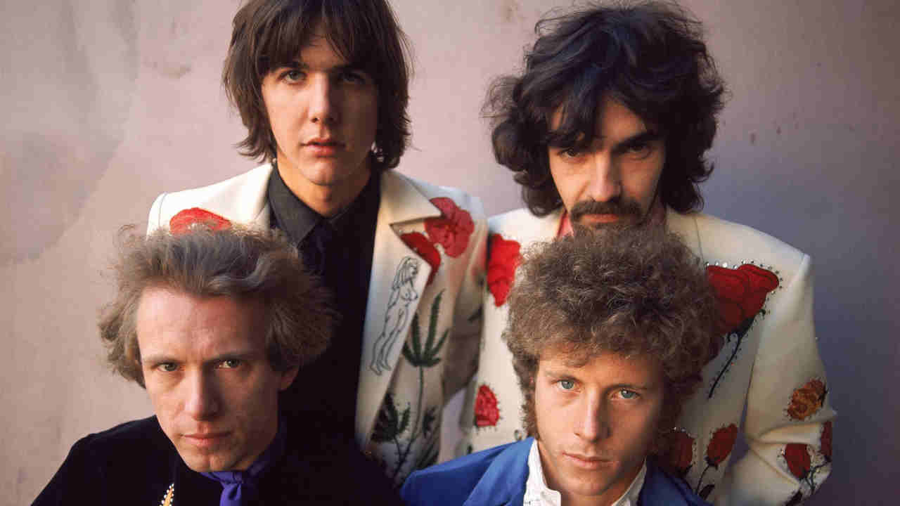 The Flying Burrito Brothers posing for a photograph in 1969