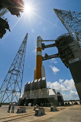 The U.S. military's WGS-5 communications satellite is prepared for a May 2013 launch.