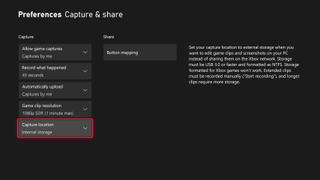 Xbox capture and share menu