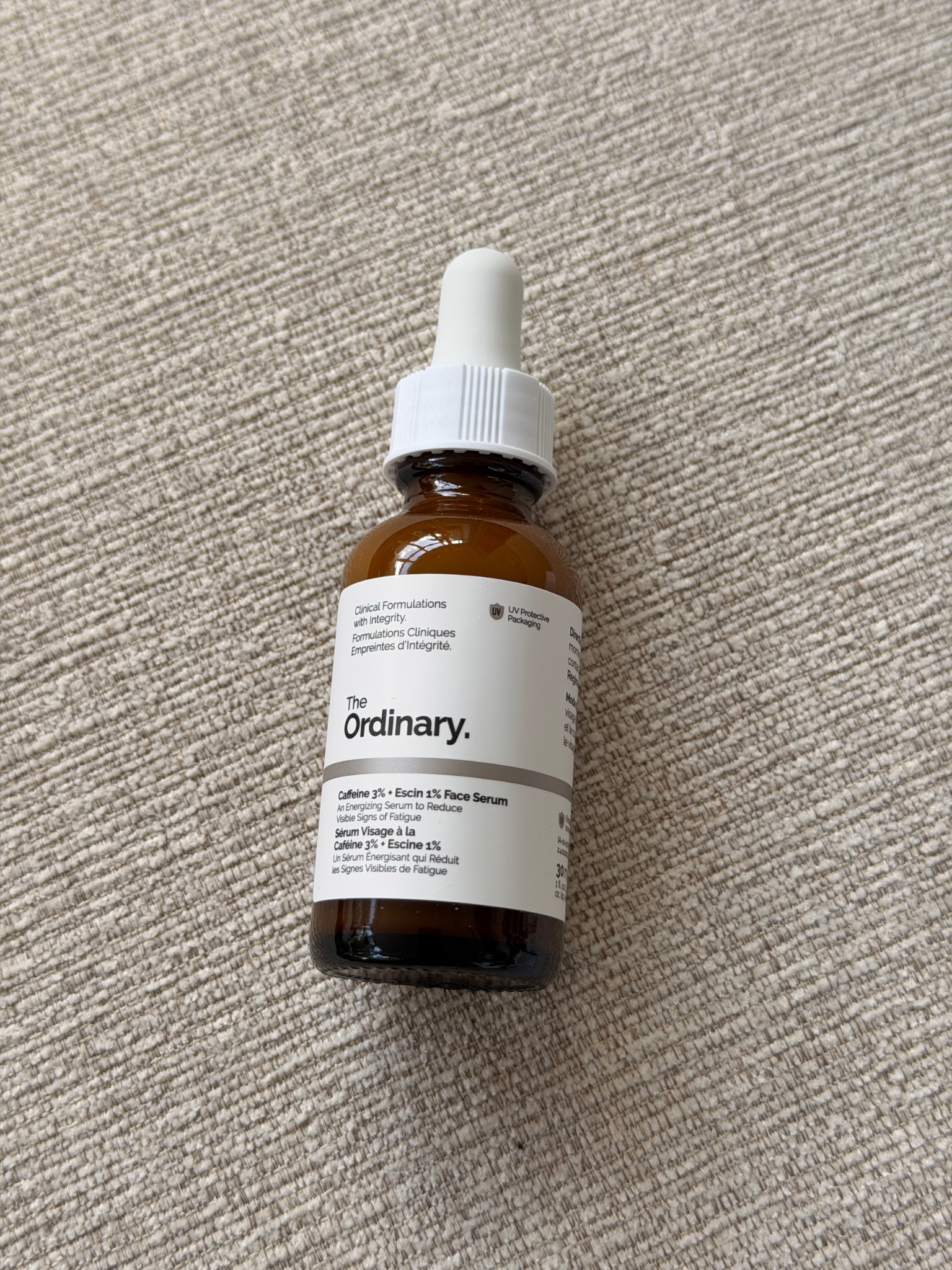 A bottle of The Ordinary's eye serum