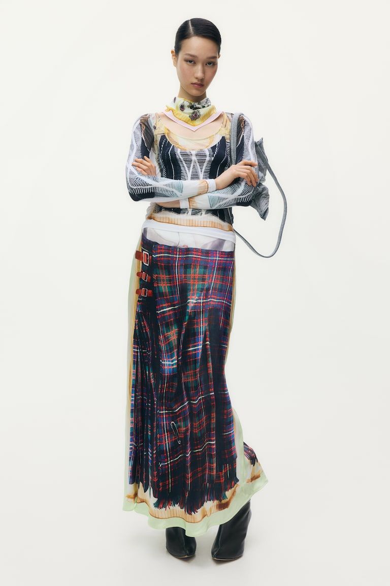 Printed Satin Skirt