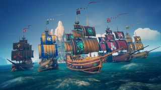 meilleurs jeux Xbox Series X : une flotte de navires dans Sea of Thieves