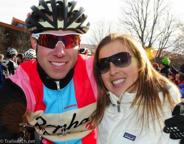 Jeremy Powers and his girlfriend Emily at the start
