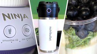 Split image of three blenders from Ninja and Nutribullet