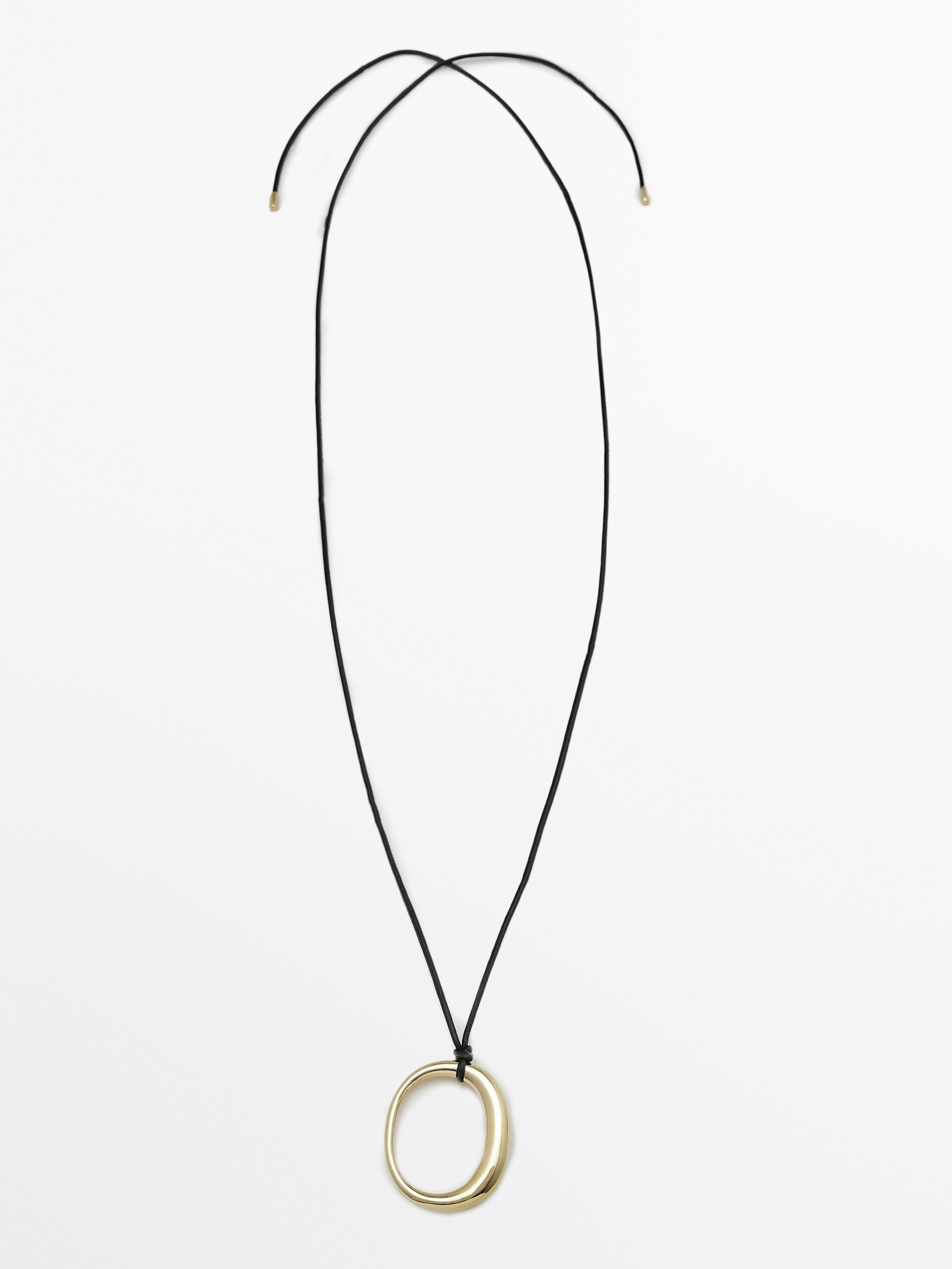 Leather Cord Necklace With Oval Piece
