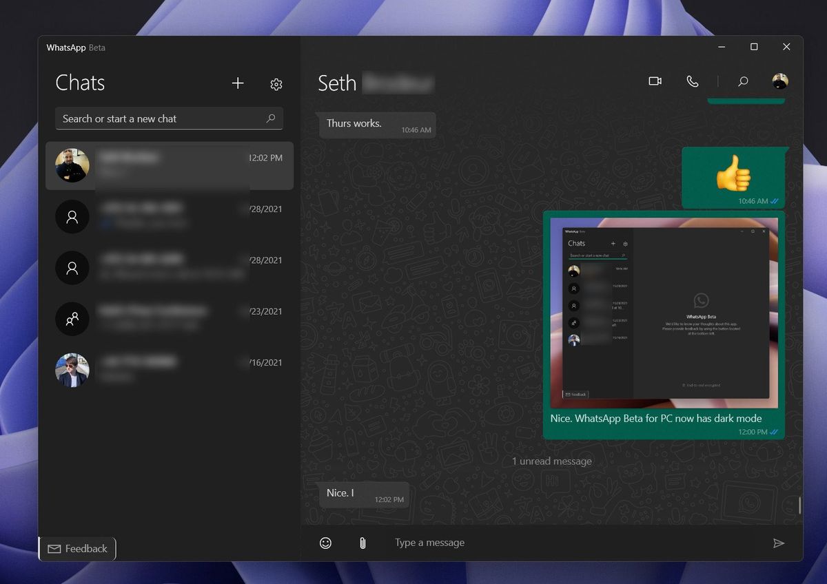 WhatsApp Beta dark mode