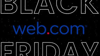 Web.com logo on black background with Black Friday text at the top and bottom