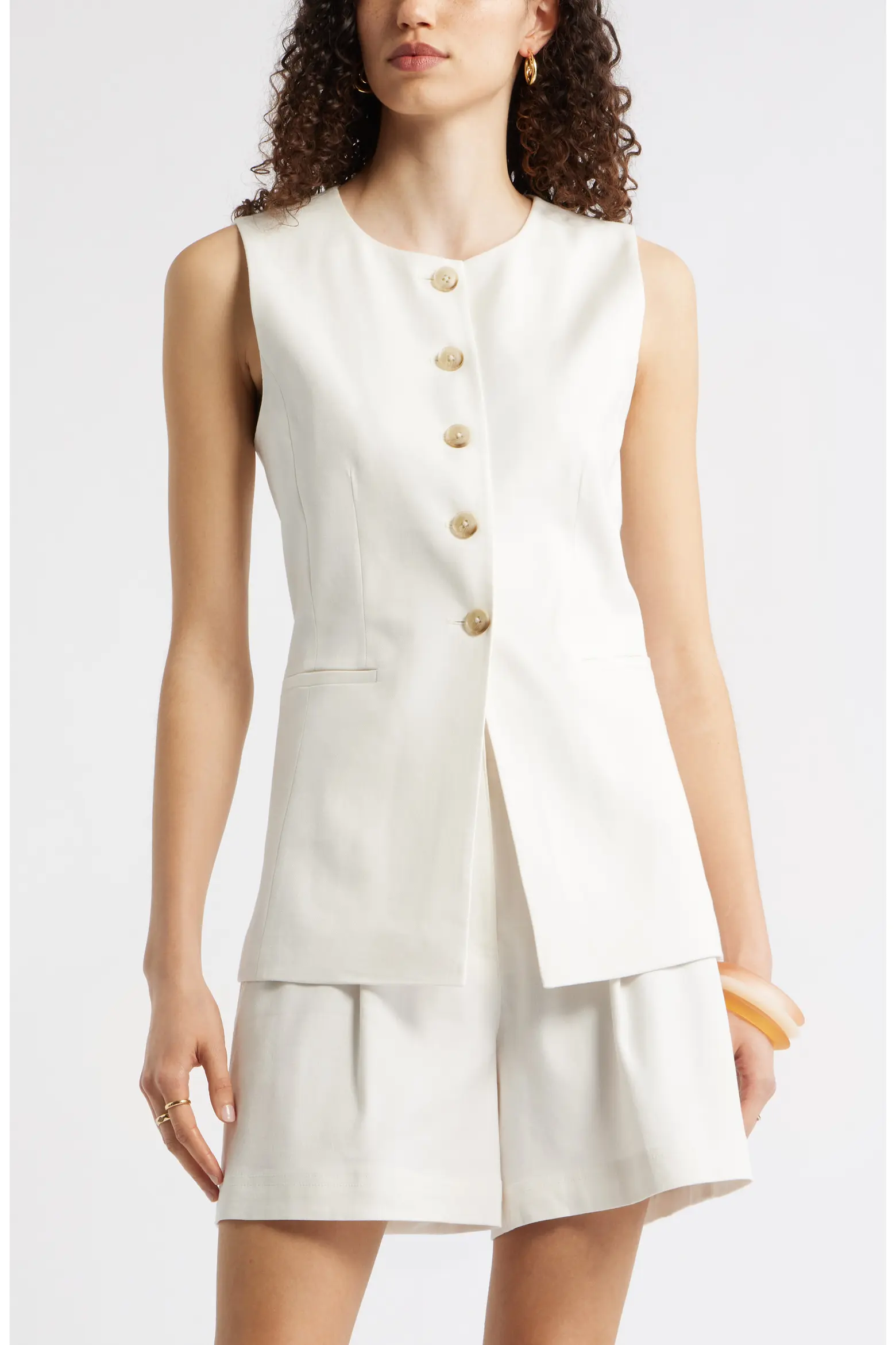 Nordstrom, Linen Blend Longline Vest