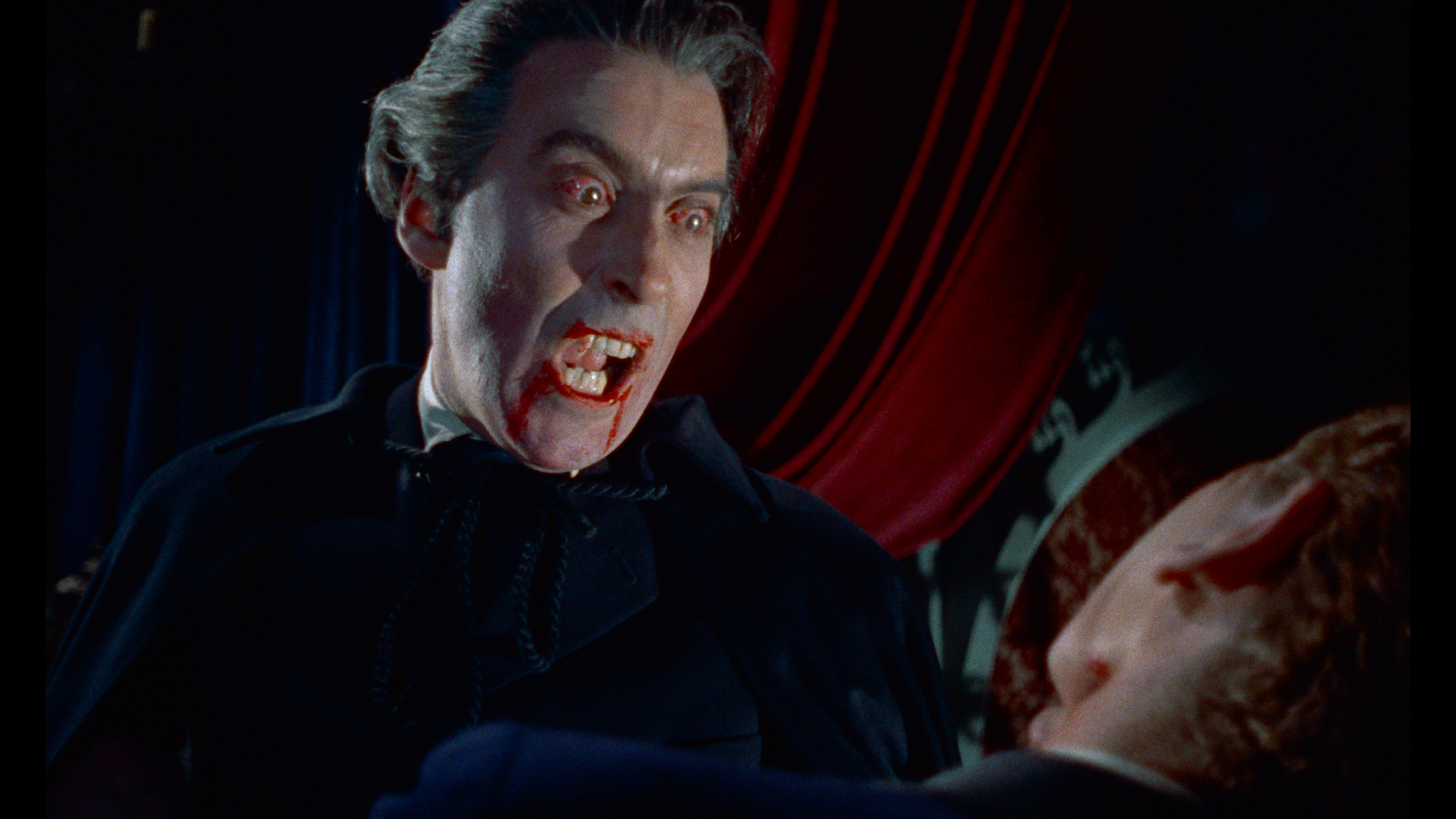 A still showing Christopher Lee in the 2026 4K restoration of Dracula by Hammer Films