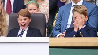 Two photos of Prince George at Wimbledon
