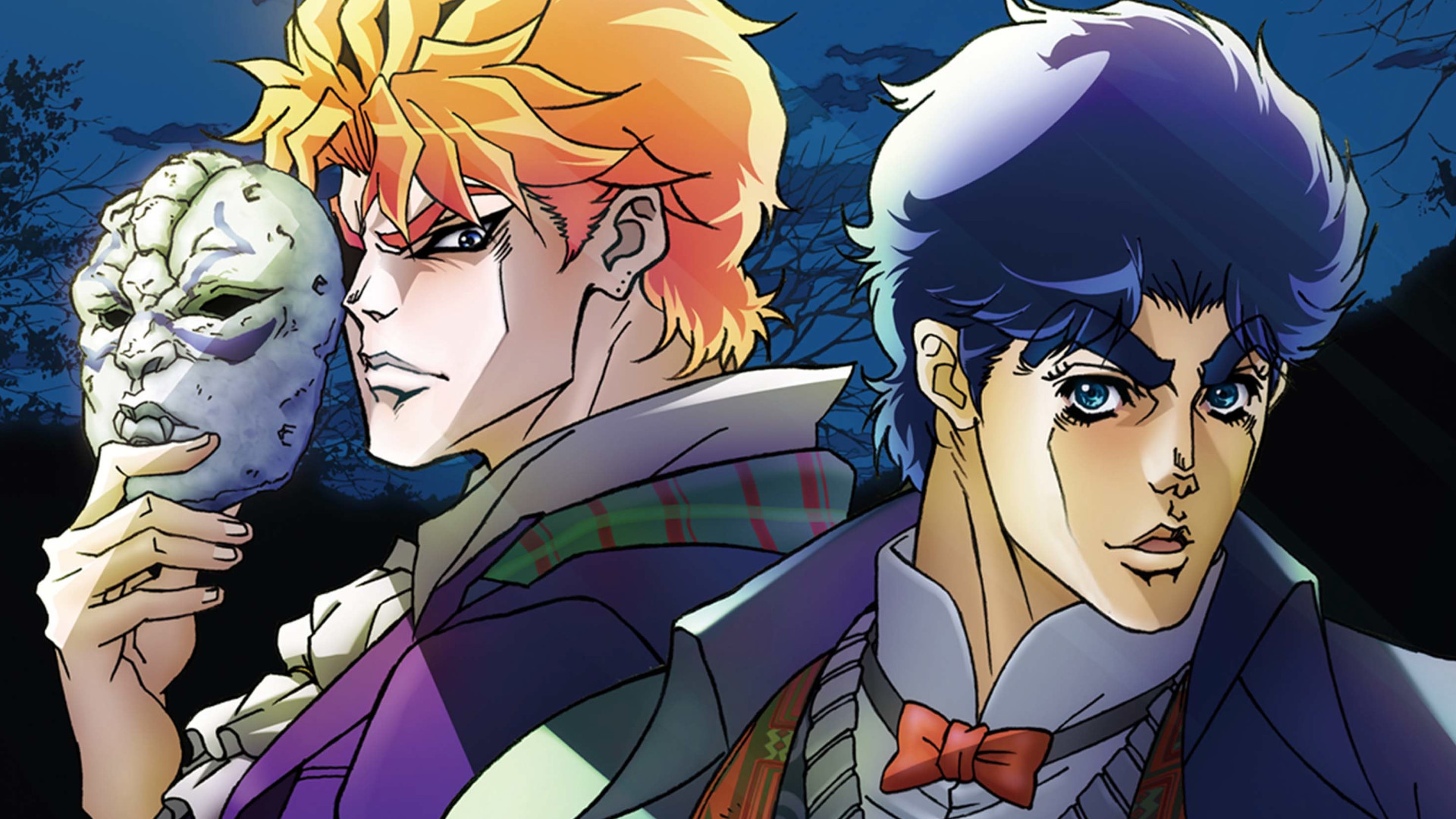 Jojo and Dio looking straight ahead during the anime JoJo's Bizarre Adventure