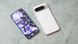 A photo of the Google Pixel 9 Pro and 9 Pro XL