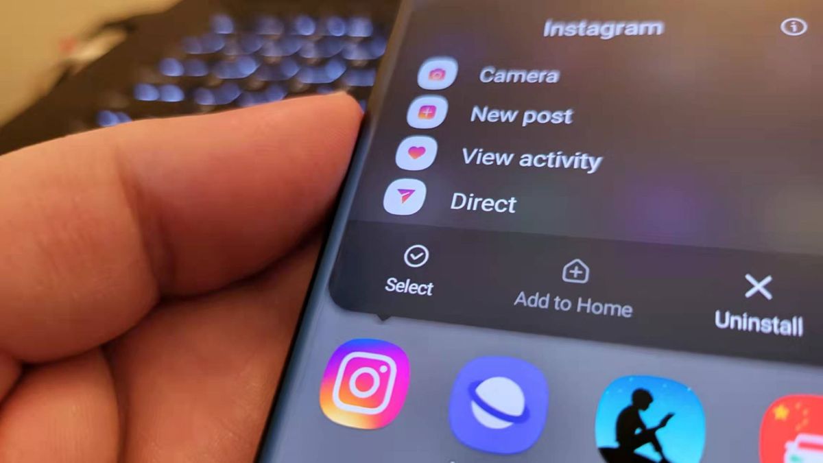 Image showing Android phone with Instagram highlighted on home screen