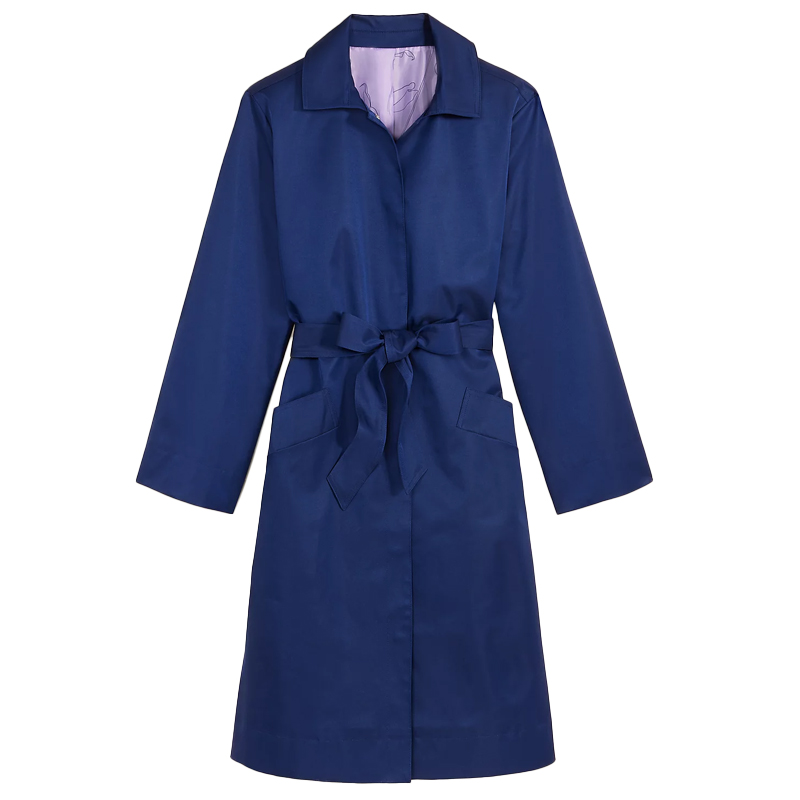 Macy&#039;s blue tie front trench coat