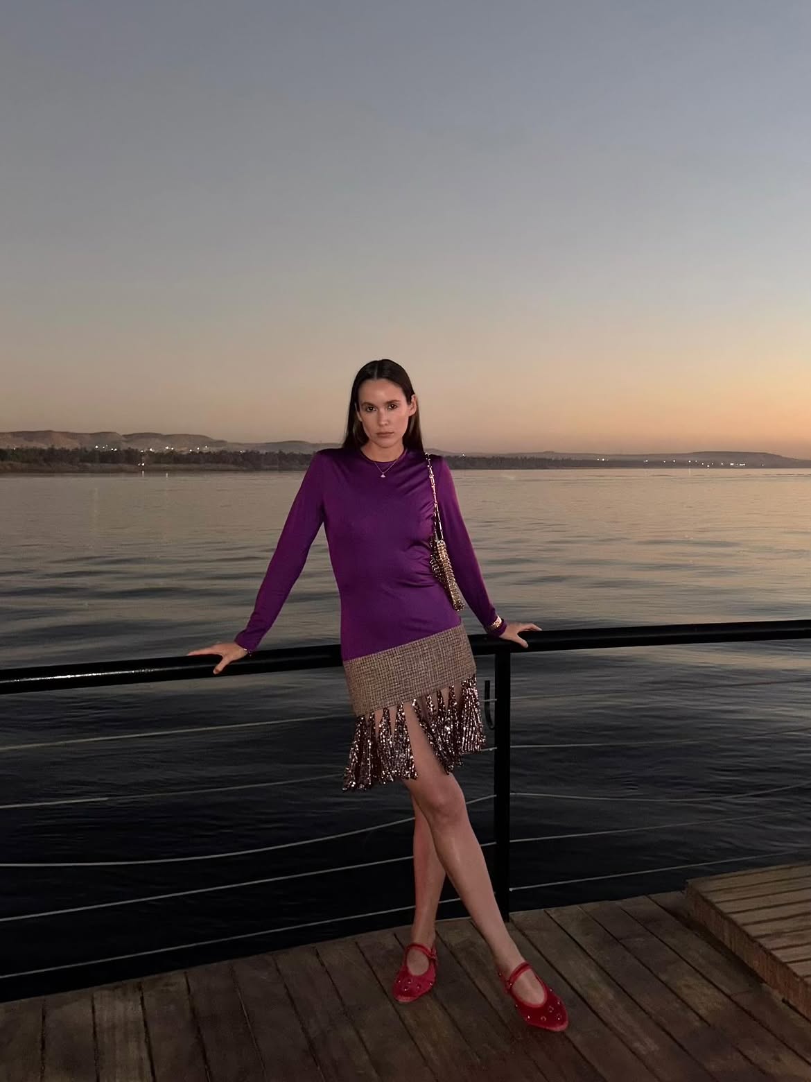 Helena Cuesta in a purple top