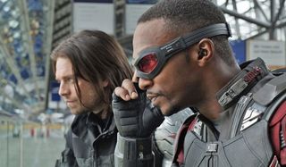 Sebastian Stan and Anthony Mackie as Winter Soldier and Falcon in Captain America: Civil War