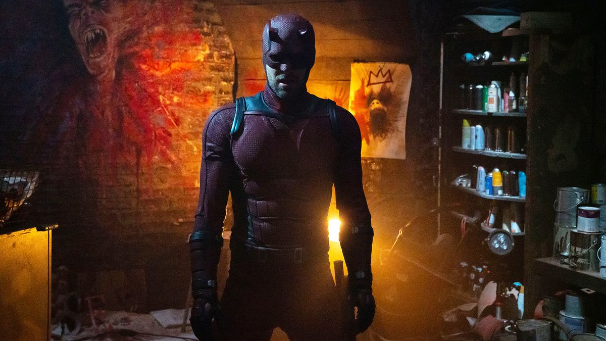 Daredevil standing in somebody&#039;s underground lair in Daredevil: Born Again season 1