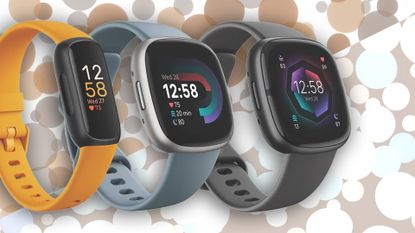 Fitbit 2022 lineup on dotted background