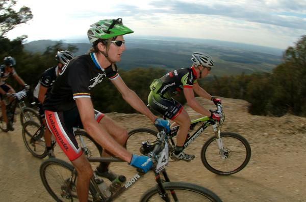 One of the Merida-Flight Centre riders leads a group.