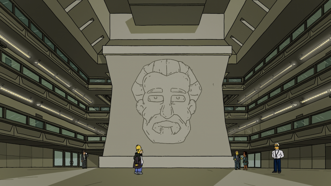 Giant Visionary face in The Simpsons "Seperance" Severance spoof