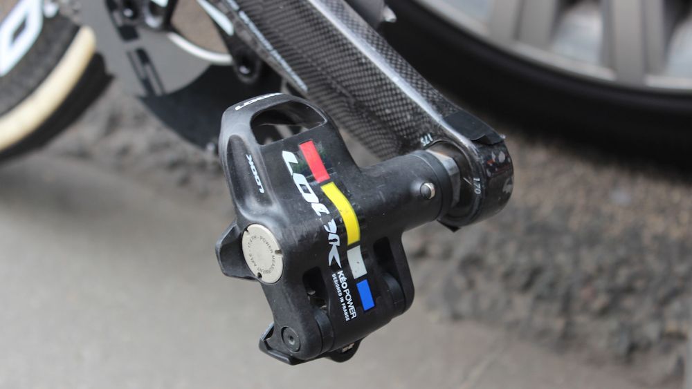 Look Keo Power powermeter pedals that look like they've seen better days