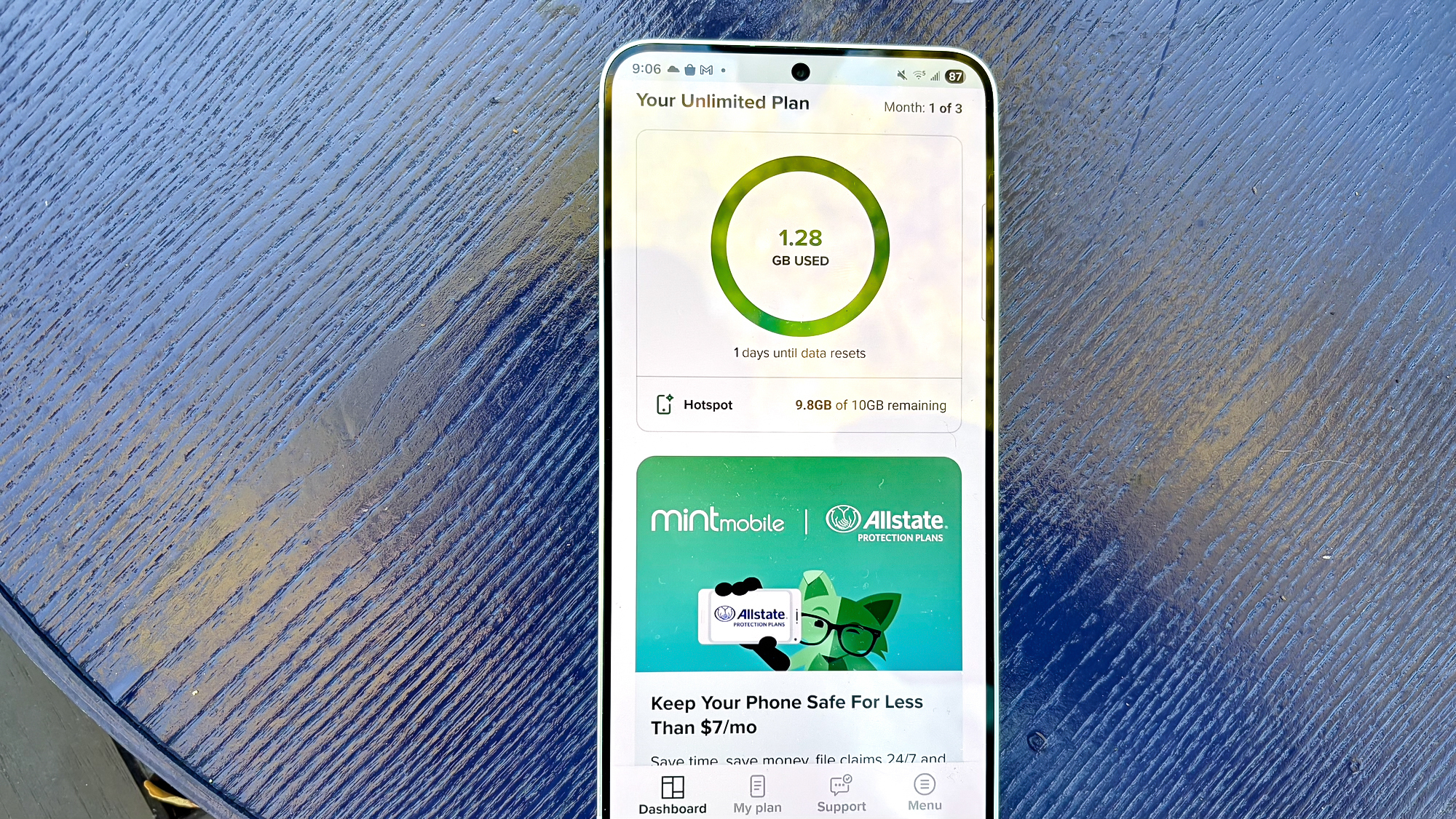 Mint Mobile app on a Galaxy S25 Plus