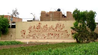The Inner Wall of Royal Tombs of Sipan Museum, Huaca Rajada, Lambayeque, Chiclayo, Peru, South America