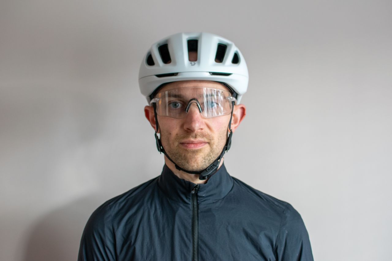 A man wearing a pair of crystal Galibier Grand Tour sunglases