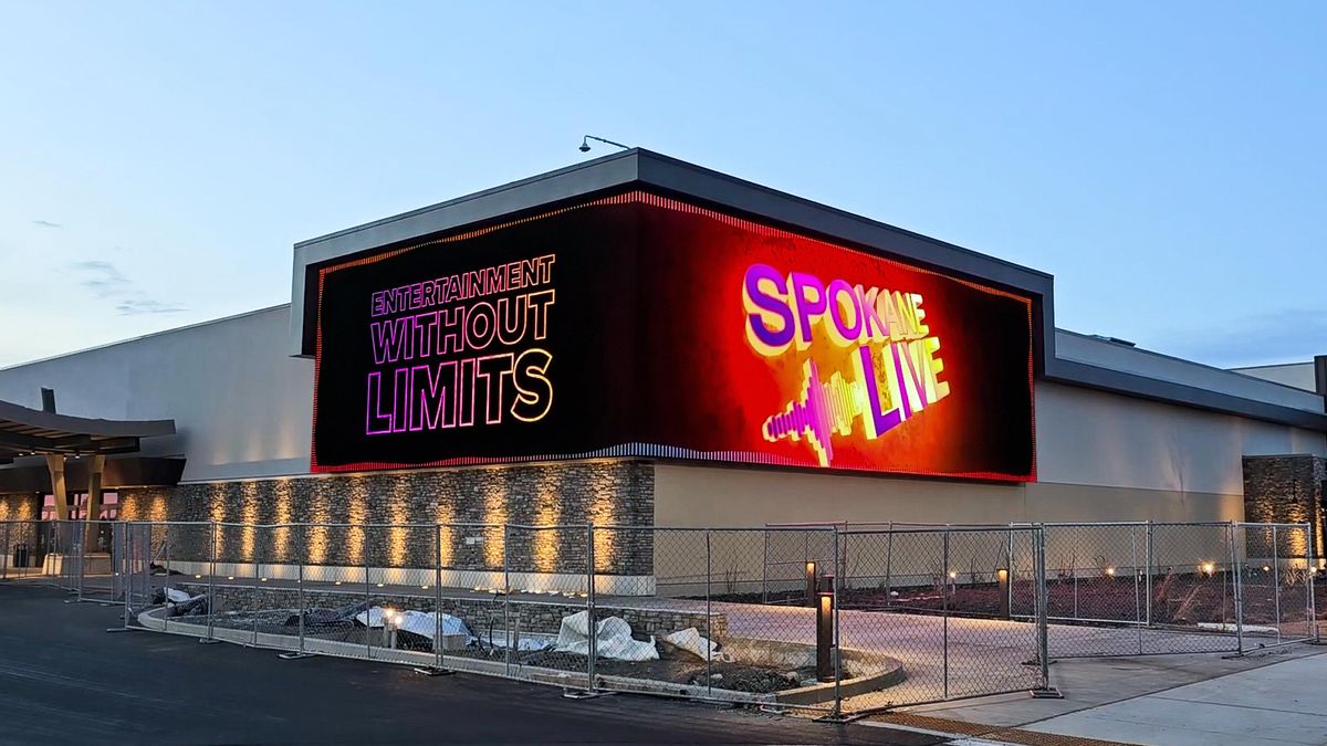 The 107’ Building-Façade Video Display at the Spokane Tribe Resort &amp; Casino.