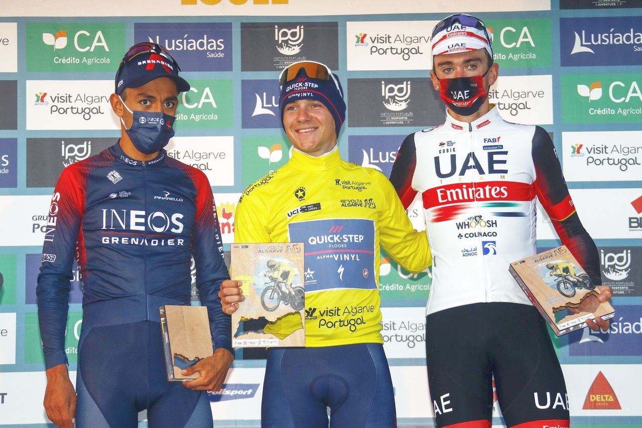 Volta ao Algarve 2022 - 48th Edition - 5th stage Lagoa - Malhao 173 km - 20/02/2022 - Daniel Martinez (COL - INEOS Grenadiers) - Remco Evenepoel (BEL - Quick-Step Alpha Vinyl Team) - Brandon McNulty (USA - UAE Team Emirates) - photo Roberto Bettini/SprintCyclingAgency&Acirc;&copy;2022
