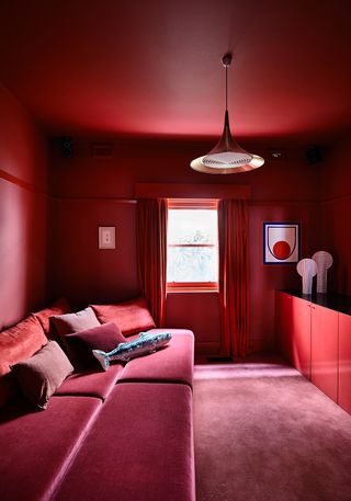 bright pink living room