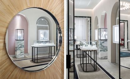  Boucheron's Moscow boutique fittings and mirror detail