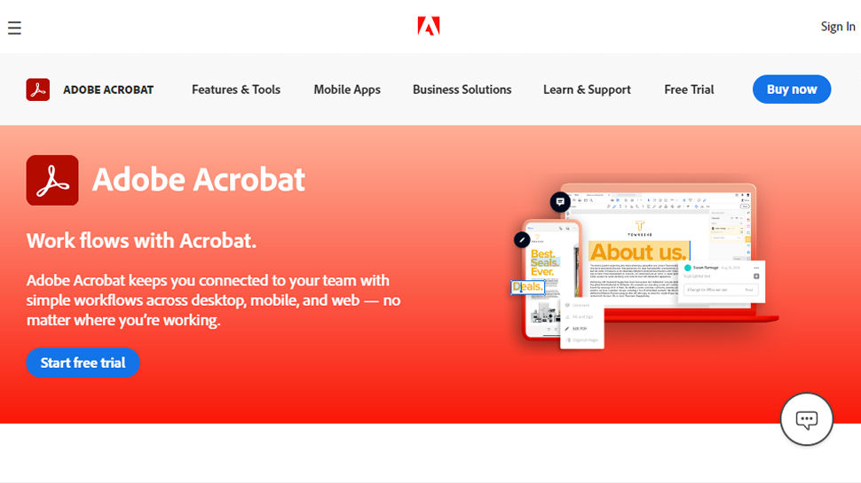 Website screenshot for Adobe Acrobat