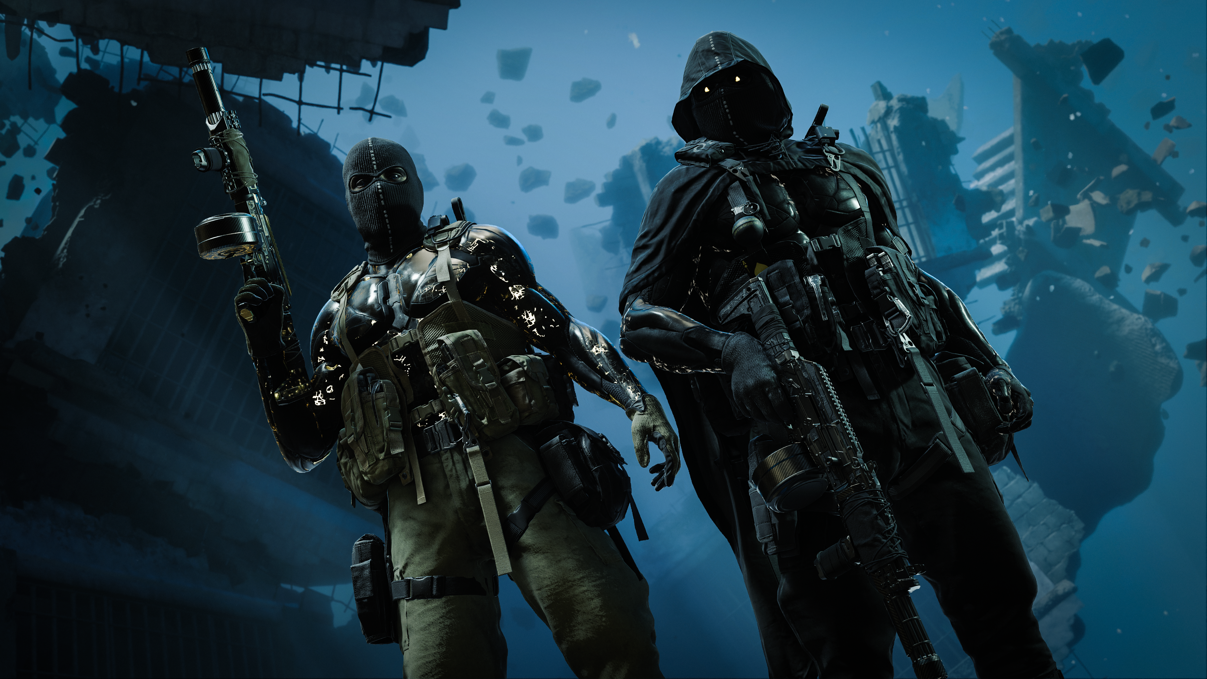 Call of Duty: Black Ops 7 operator Phantom and the Eclipse variant featuring a black cloak.