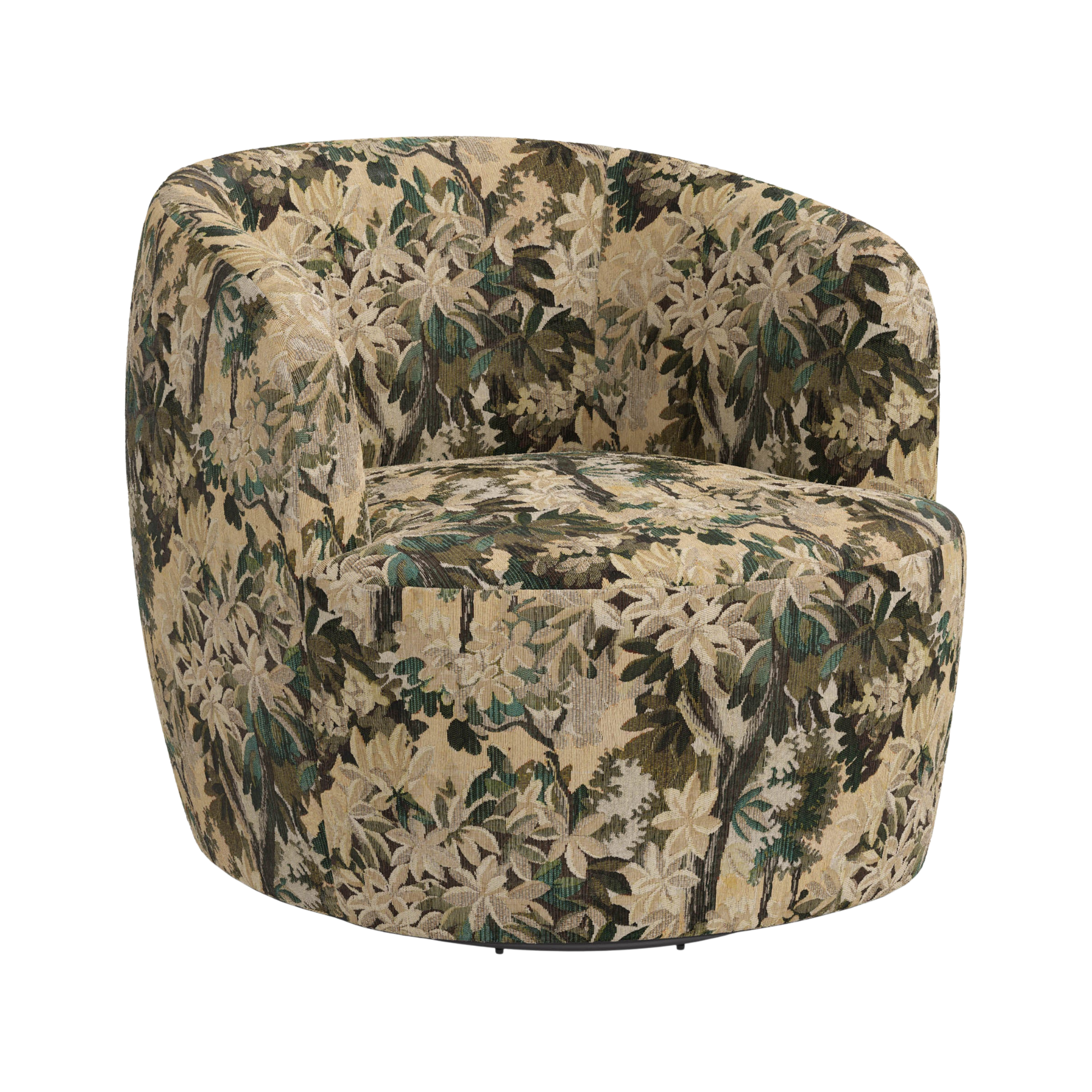 a green decorative swivel chair