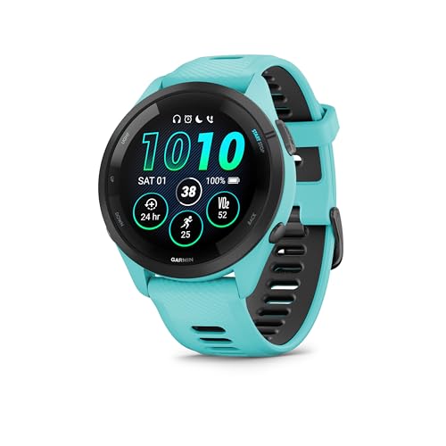 Garmin Forerunner 265 With Music, 46mm Gps Running Smartwatch, Amoled Touchscreen, Advanced Training &amp;amp; Insights, Training &amp;amp; Hrv Status, Safety &amp;amp; Tracking Features, Up to 13 Days Battery Life, Aqua