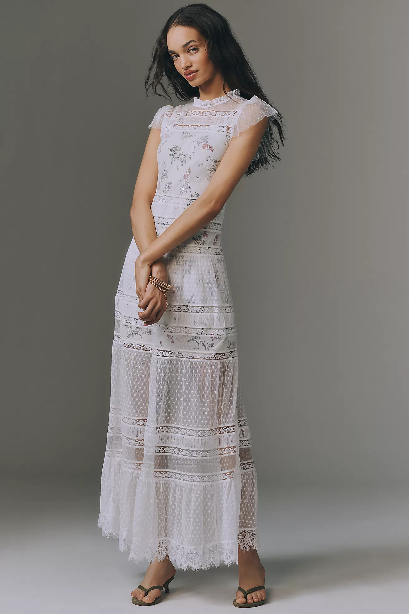 By Anthropologie Lace Twofer Maxi Dress